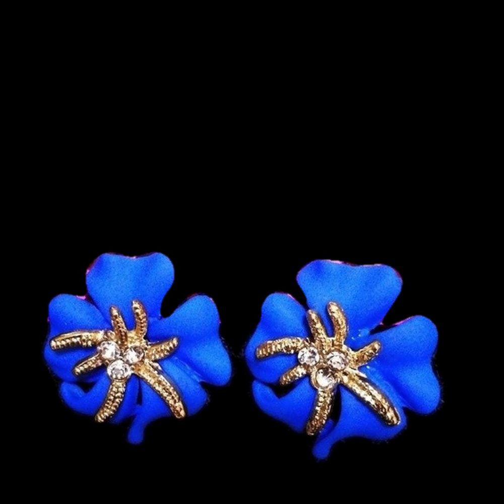 Blue Flower Post Earrings NWT-